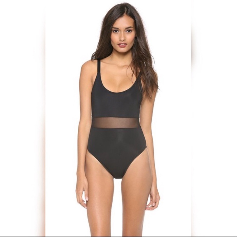Beth Richard’s Black Mesh Panel one piece Swimsuit bodysuit XS from Revolve